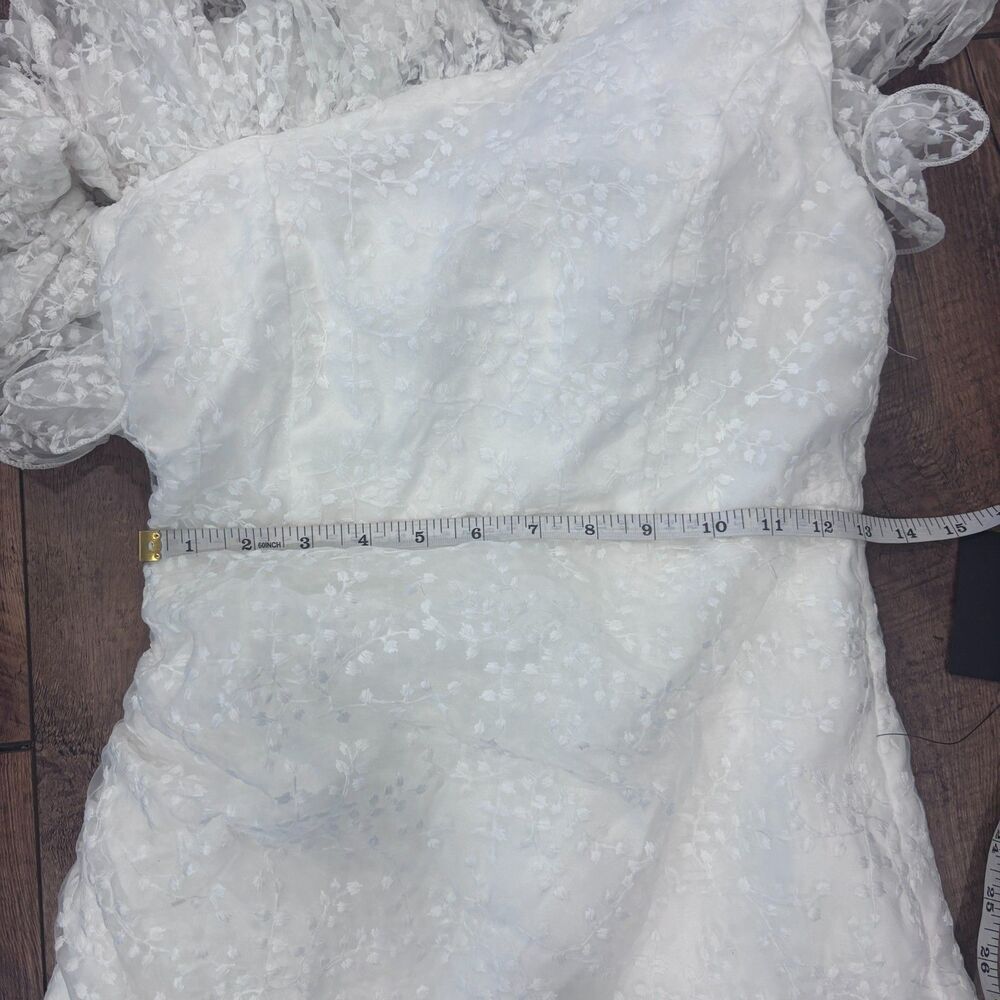 NWT Lulus Angelic Trend White Embroidered Ruffled One Shoulder Mini Dress Small - Picture 10 of 10